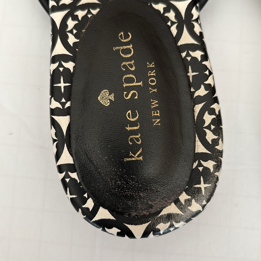 Kate Spade Mistic Bow Black/White Leather Thong Sandals in Size 7.5 - Picture 8 of 12